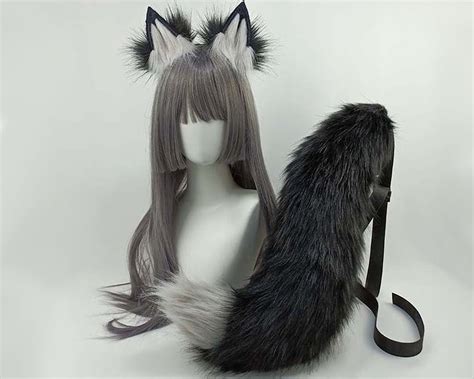 Cosplay Gray Wolf Ear Headband Anime Cosplay Petplay Furry Etsy