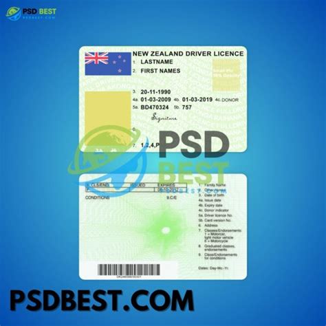 New Zealand Driving License Fully Editable PSD Template PSD BEST