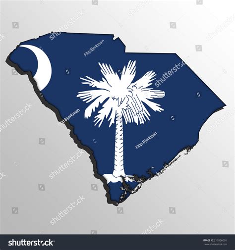 South Carolina Map With The Flag Inside Royalty Free Stock Photo