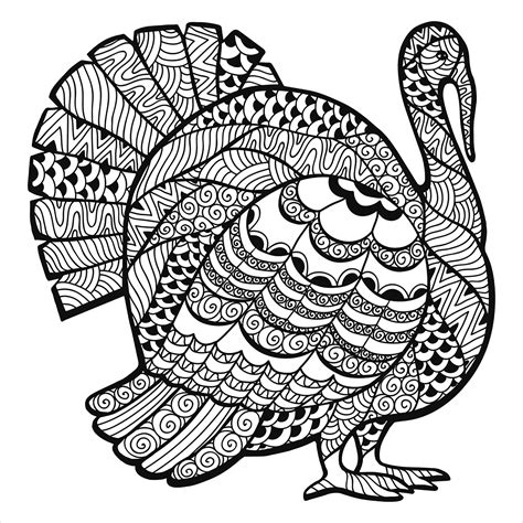 Thanksgiving Turkey With Zentangle Thanksgiving Adult Coloring Pages Page Page 2