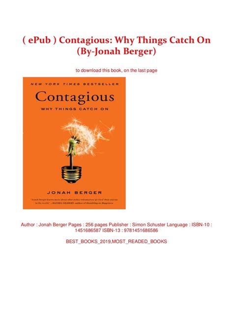 Epub Contagious Why Things Catch On By Jonah Berger