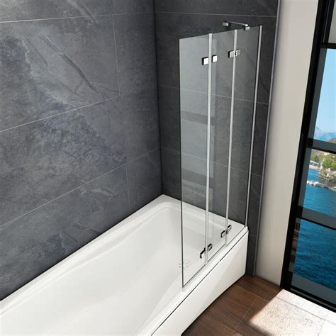 Luxury 1000x1400mm 3 Fold Folding Bath Shower Screen Modern Hinge Glass