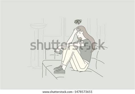 Depression Concept Young Upset Woman Desperate Stock Vector Royalty