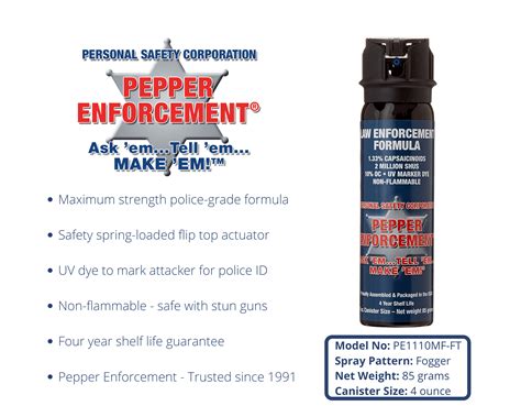 Pepper Enforcement Fogger Pepper Spray 4 Oz Flip Top