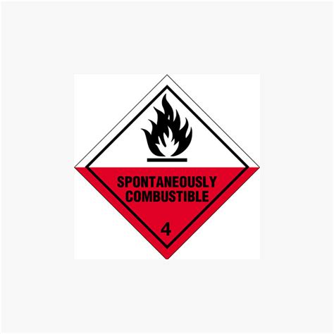Self Adhesive 300x300mm Spontaniously Combustible 4 Signs Safety Sign Uk