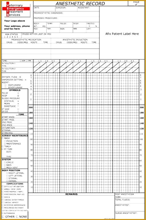 6 Anesthesia Record Form Template Fabtemplatez
