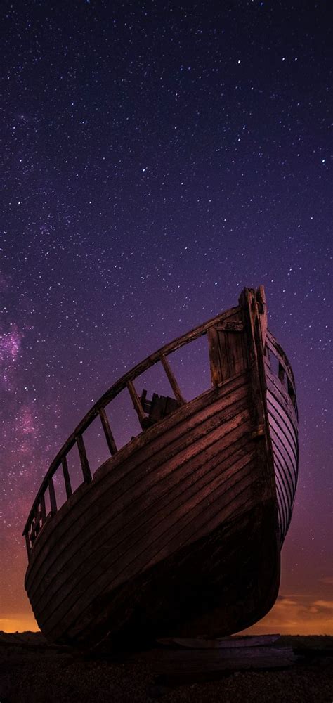 Boat Starry Sky Night Wallpaper 720x1520