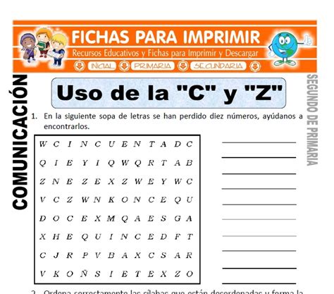 Uso De La C Y Z Para Segundo De Primaria Fichas Para