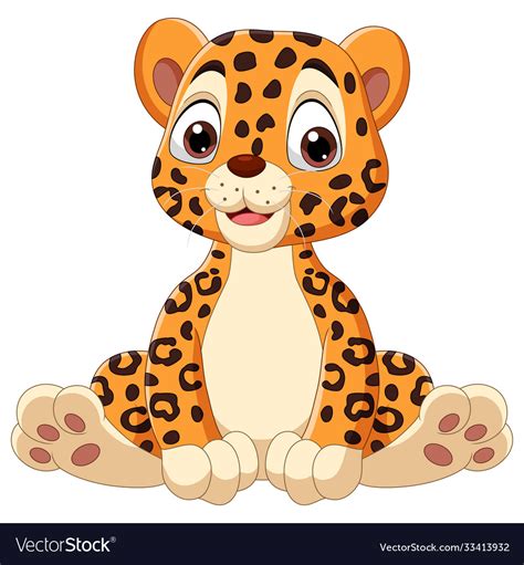 Cute Baby Leopard Cartoon Sitting Royalty Free Vector Image