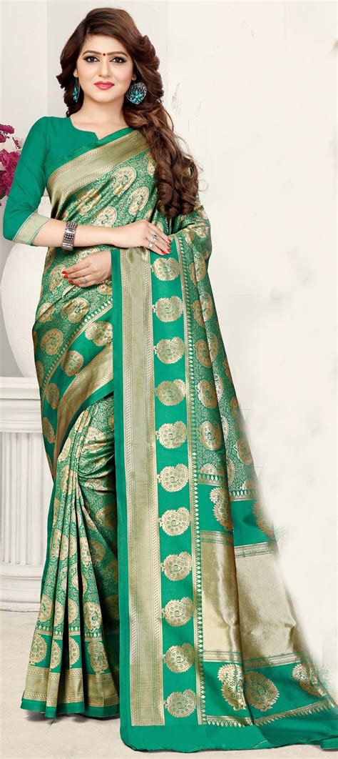 1550518 Traditional Green Color Banarasi Silk Silk Fabric Saree