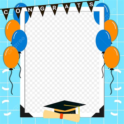 Balloon Ribbon Vector Png Images Graduation Border On Blue Background