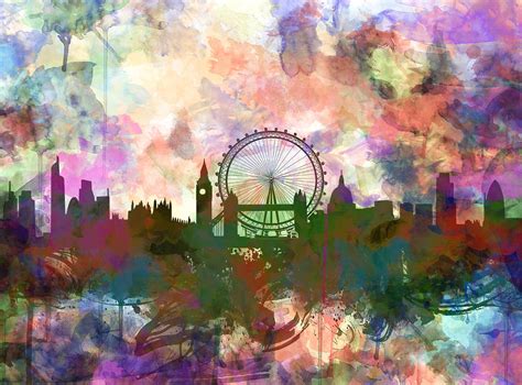 London Skyline Watercolor Painting By Bekim M Fine Art America