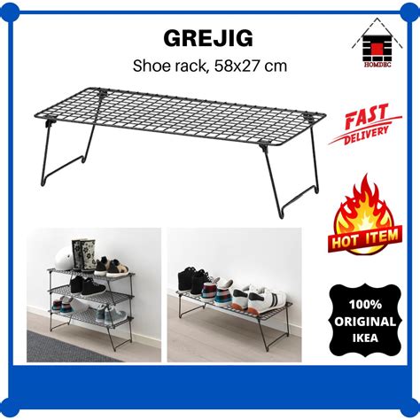 Thank you and welcome you again! IKEA GREJIG Shoe rack, 58x27 cm, black I Rak kasut, 58x27 ...