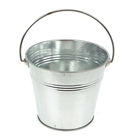 Metal Pail Bucket With Handle 5 Inch Silver