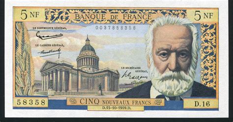 France Currency 5 Nf Francs Banknote Of 1959 Victor Hugocoins And