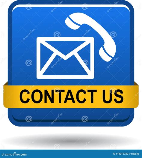 Contact Us Button Mail Call Icons Blue Stock Vector Illustration Of