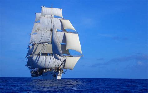 Wallpaper Boat Sailing Ship Sea Calm Brigantine Ocean Sailboat Watercraft Mast Barque