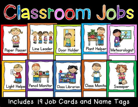 Classroom Job Cards Classroom Jobs Job Cards Kindergarten Classroom