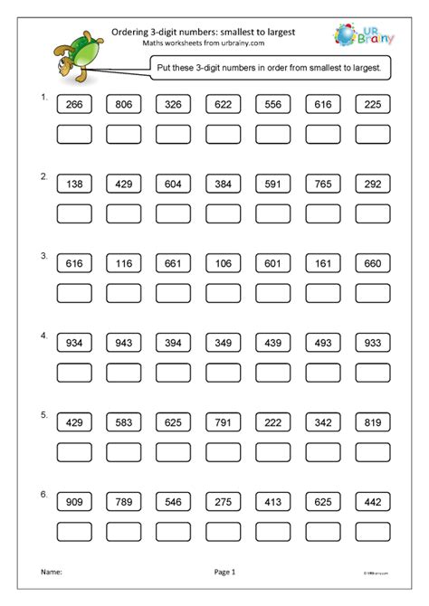 Class 7 Lines And Angles Worksheets Ordering 3 Digit Numbers Smallest