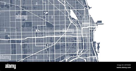 Vector Map Of Chicago Street Map Poster Illustration Chicago Map Art