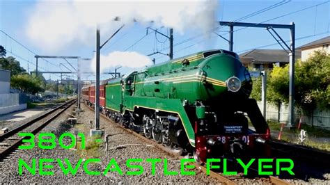 Australian Trains Steam Loco 3801 With The Newcastle Flyer Youtube