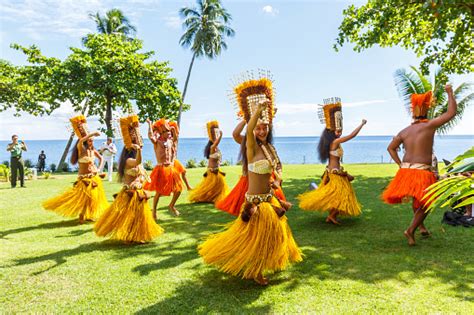 Polynesian Women Perform Traditional Dance In Tahiti Papeete French