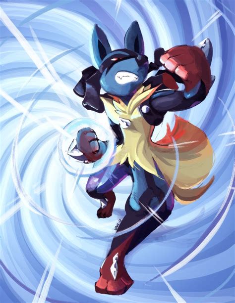 Lucario Using Aura Sphere Pokemon Fusion Pokemon Luna