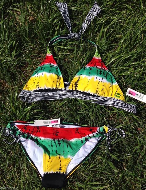 Bikini Swimsuit Size L Multi 120 Surf Rasta Irie Reggae New Billabong