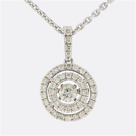 Diamond Halo Pendant Necklace | The Vintage Jeweller