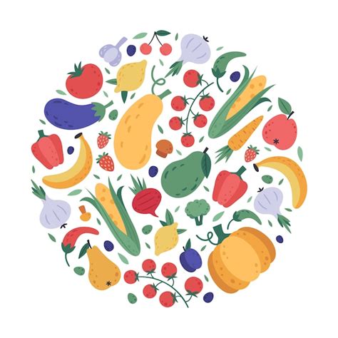 Premium Vector Vegetables And Fruits Pattern Kitchen Veggies And