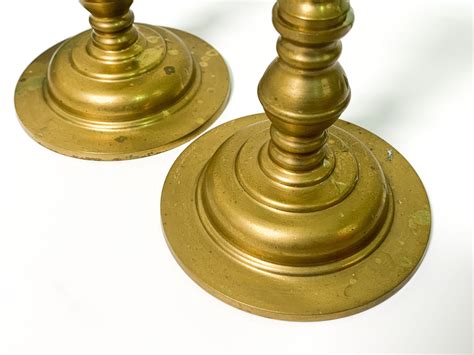 Pair Vintage Brass Candlesticks Matching Set Of 2 Of Brass Candle