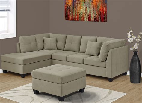 Ultra Soft Taupe Velvet Sectional Sofa From Monarch Coleman Furniture