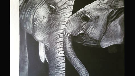 Realistic Drawing Time Lapse Elephants With Pastels And Colored