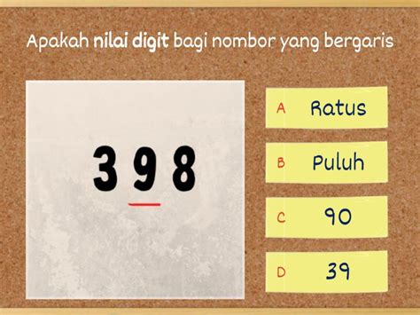 NILAI TEMPAT & NILAI DIGIT (1000) - Kuiz