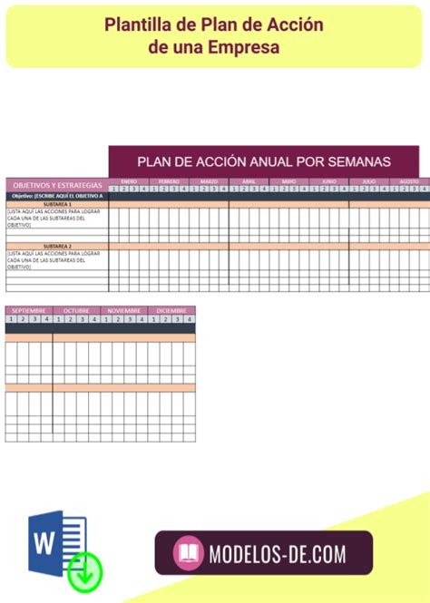 Plantilla De Plan De Acción De Una Empresa En Word Y Excel 2022