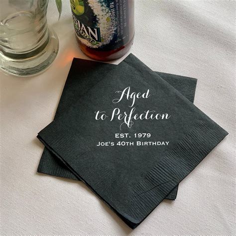 Aged To Perfection Birthday Personalized Napkins Etsy Aged To