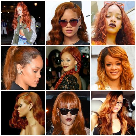 Rihannas Iconic Outfits And Ginger Hair Collage