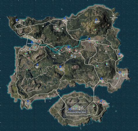 PUBG Erangel mapa Ważne miejsca lądowanie pojazdy loot