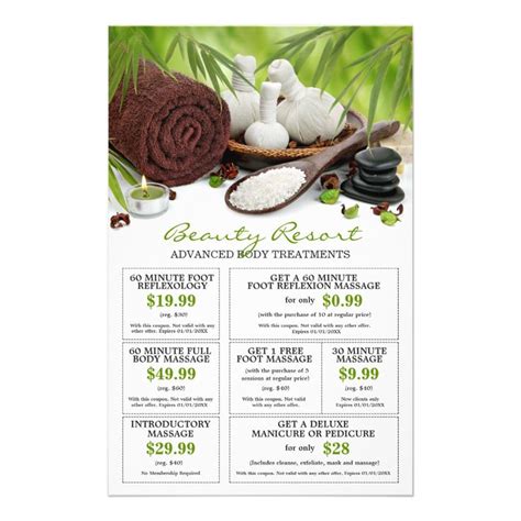 Customizable Pre Filled Spa Massage Salon Coupons 25 Flyers Spa