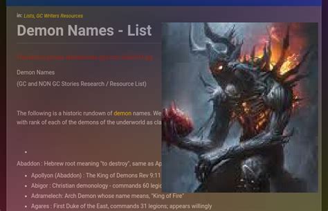 Demon Names List Galnet Wiki Fandom