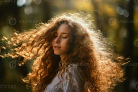 Woman Long Curly Hair Generate Ai 23441533 Stock Photo At Vecteezy