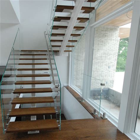 Modern Stair Carbon Steel Straight Stairs Interior Staircase With Wood
