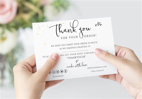Thank You Cards Business Template Editable Etsy Shop Card For Etsy