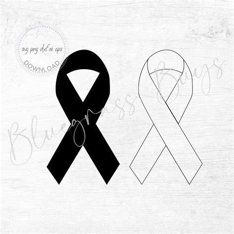 Cancer Ribbon Svg Ribbon Outline Svg Awareness Ribbon Svg Etsy Canada