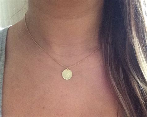 Solid 14k Gold Personalized Necklace Initial Necklace Disc