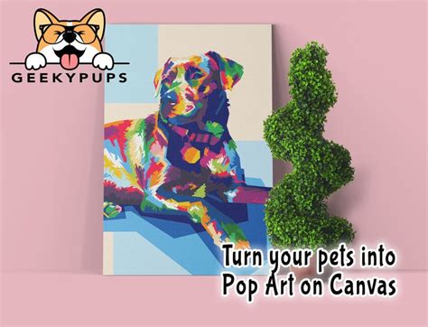 Custom Pet Portrait Colorful Pop Art Canvas Print Wall Art Etsy