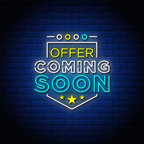 Premium Vector Offer Coming Soon Neon Signs Style Text Design In Blue