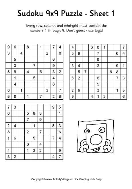 Free Printable Sudoku For Kids Sudoku Sudoku Puzzles Math For Kids