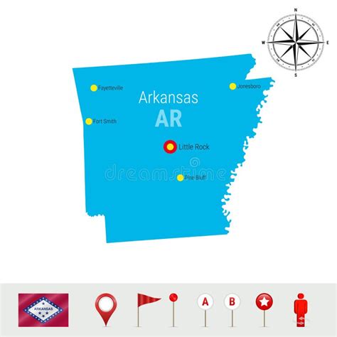 Arkansas Vector Map Isolated On White Background High Detailed Silhouette Of Arkansas State