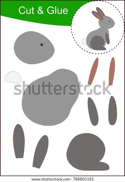 Cut Paste Worksheet Hare Stock Vector Royalty Free 788805181